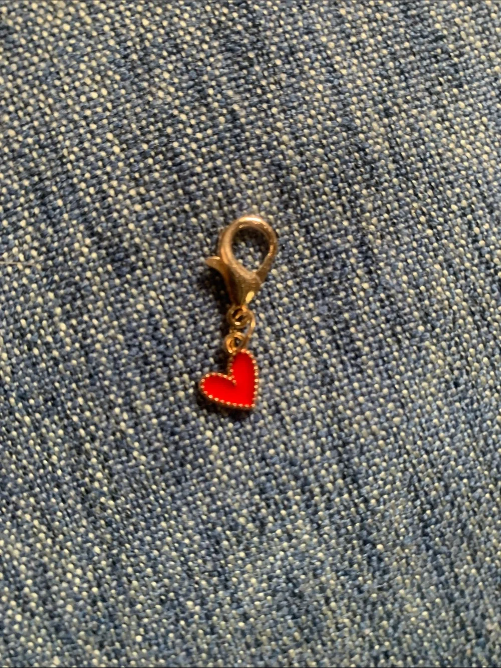Gold Lobster Clasp Charm with Red Heart Dangle